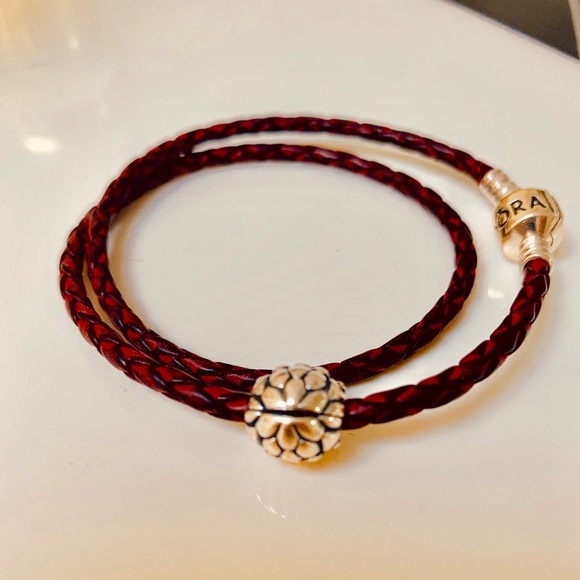 Pandora Jewelry - Red/Burgundy Pandora Leather Bracelet